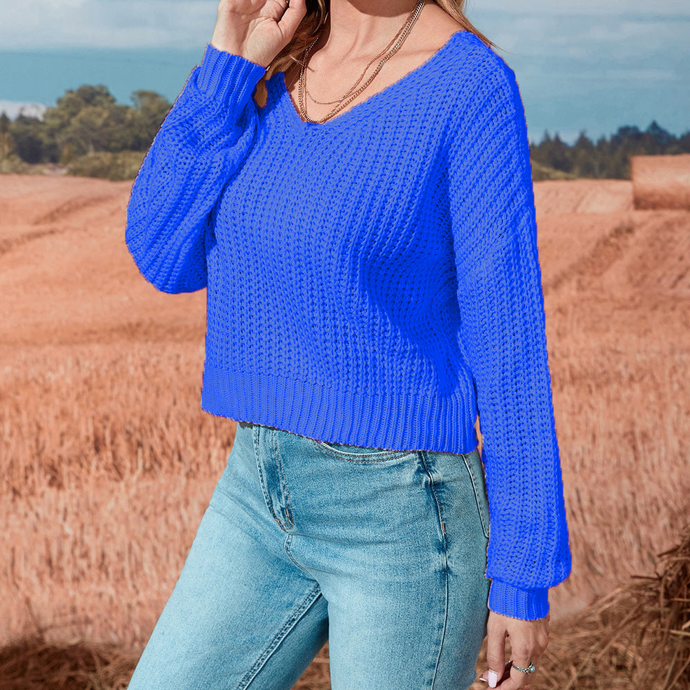 Damen lässiger offener Strickpullover R&B