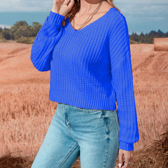 Damen lässiger offener Strickpullover R&B