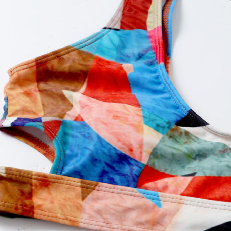 Damen Sport-Bikini mit geometrischem Design und breiten Trägern R&B