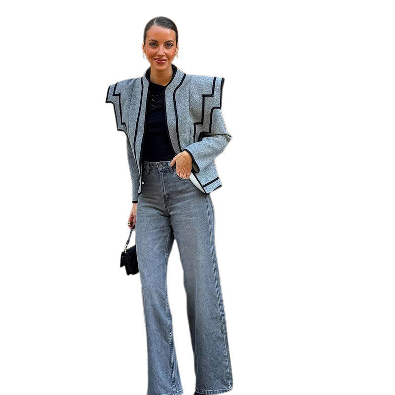 Damen modische Wolljacke mit markantem Design R&B