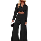 Damen Set mit cropped Bluse und weiter Hose R&B