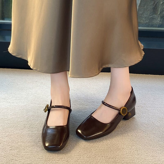 Damen stilvolle Mary Jane Schuhe mit Beschichtung und Blockabsatz R&B