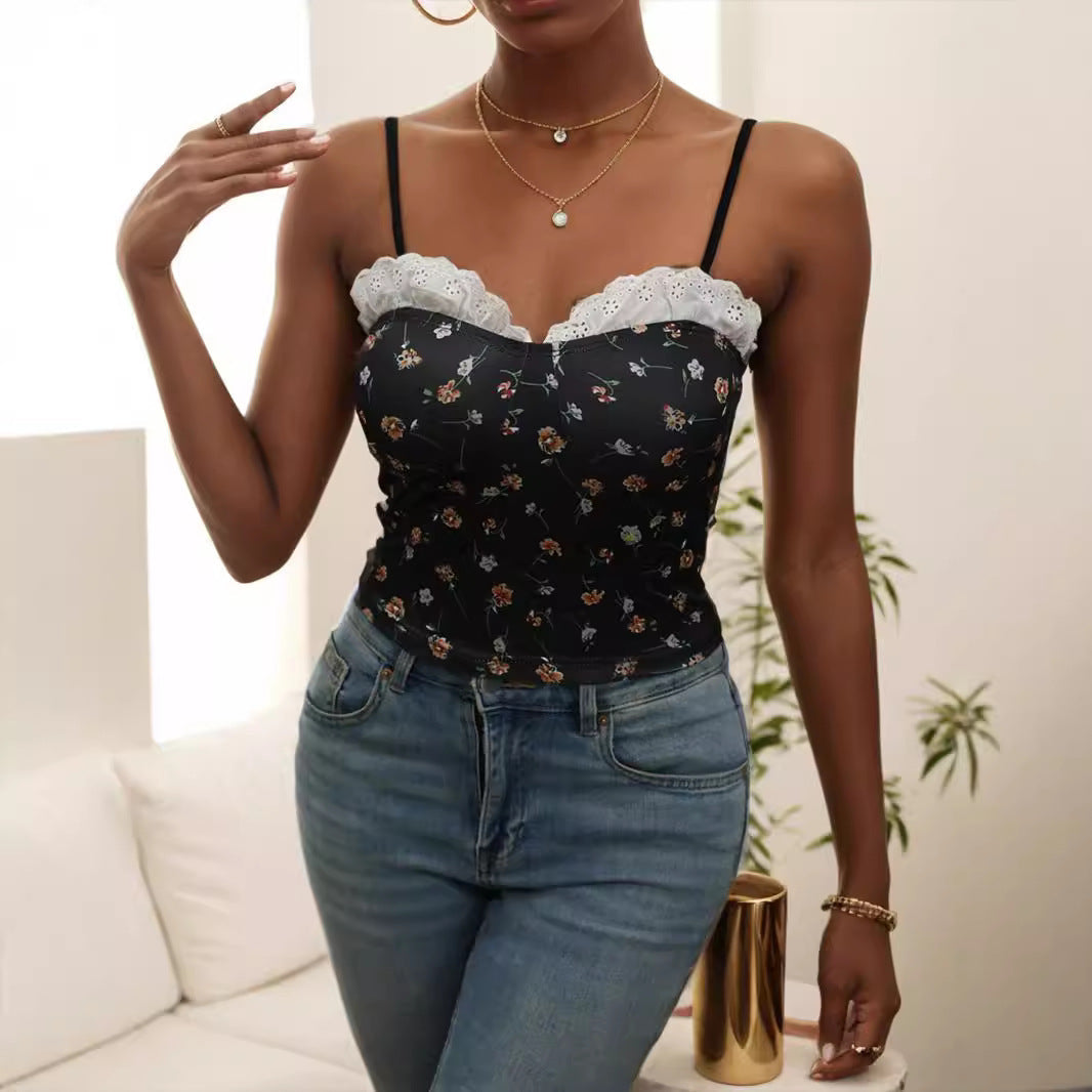 Damen Spitzen-Cami-Top mit floralem Design R&B