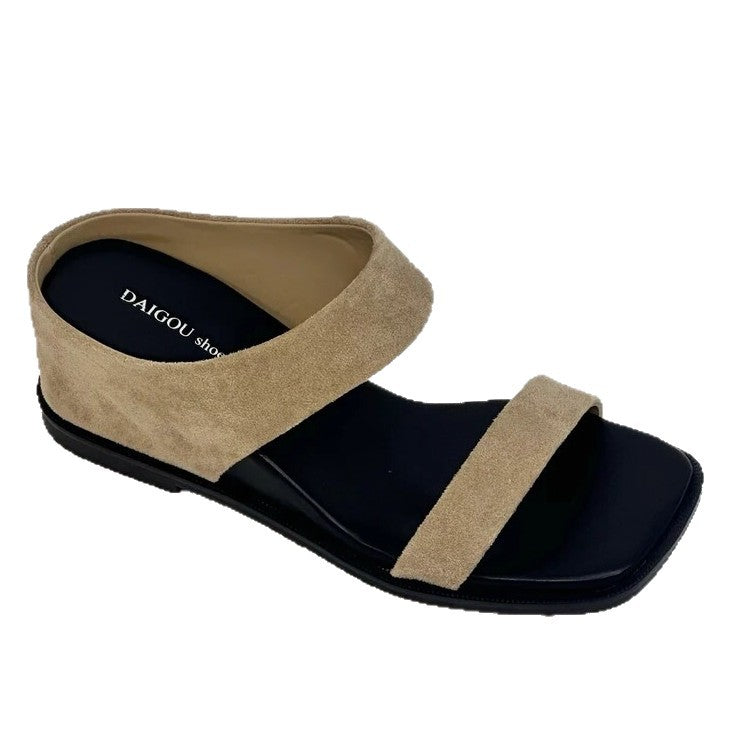 Damen Elegante Sandalen mit breitem Metallriemen und komfortablem Fußbett R&B
