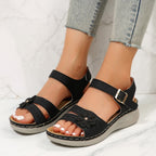 Damen Komfortable Sandalen mit floralem Dekor und verstellbarem Riemen R&B