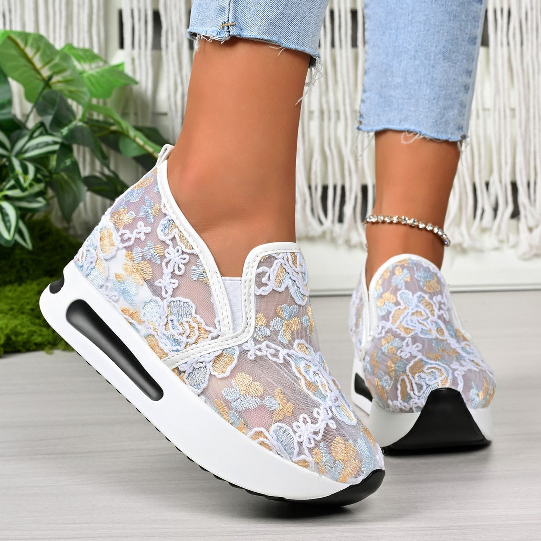 Damen Slip-On Sneakers mit floralem und atmungsaktivem Obermaterial R&B