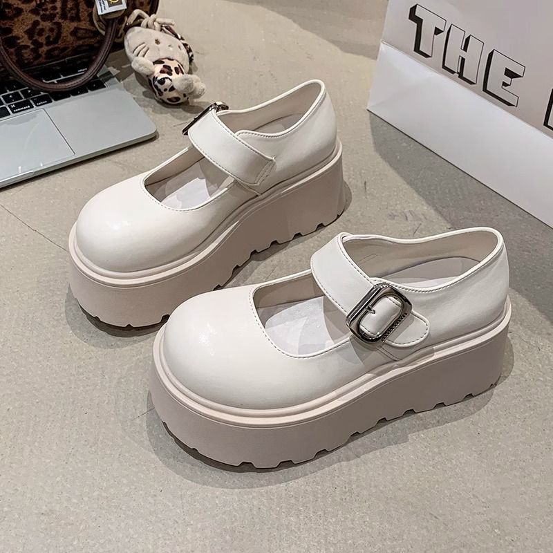 Damen Plattform-Schuhe mit Riemen und modischer Schnalle R&B