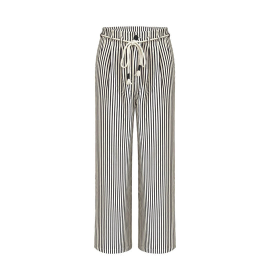 Damen Bequeme Strandhose mit lässigem Streifenmuster und geflochtenem Bund R&B