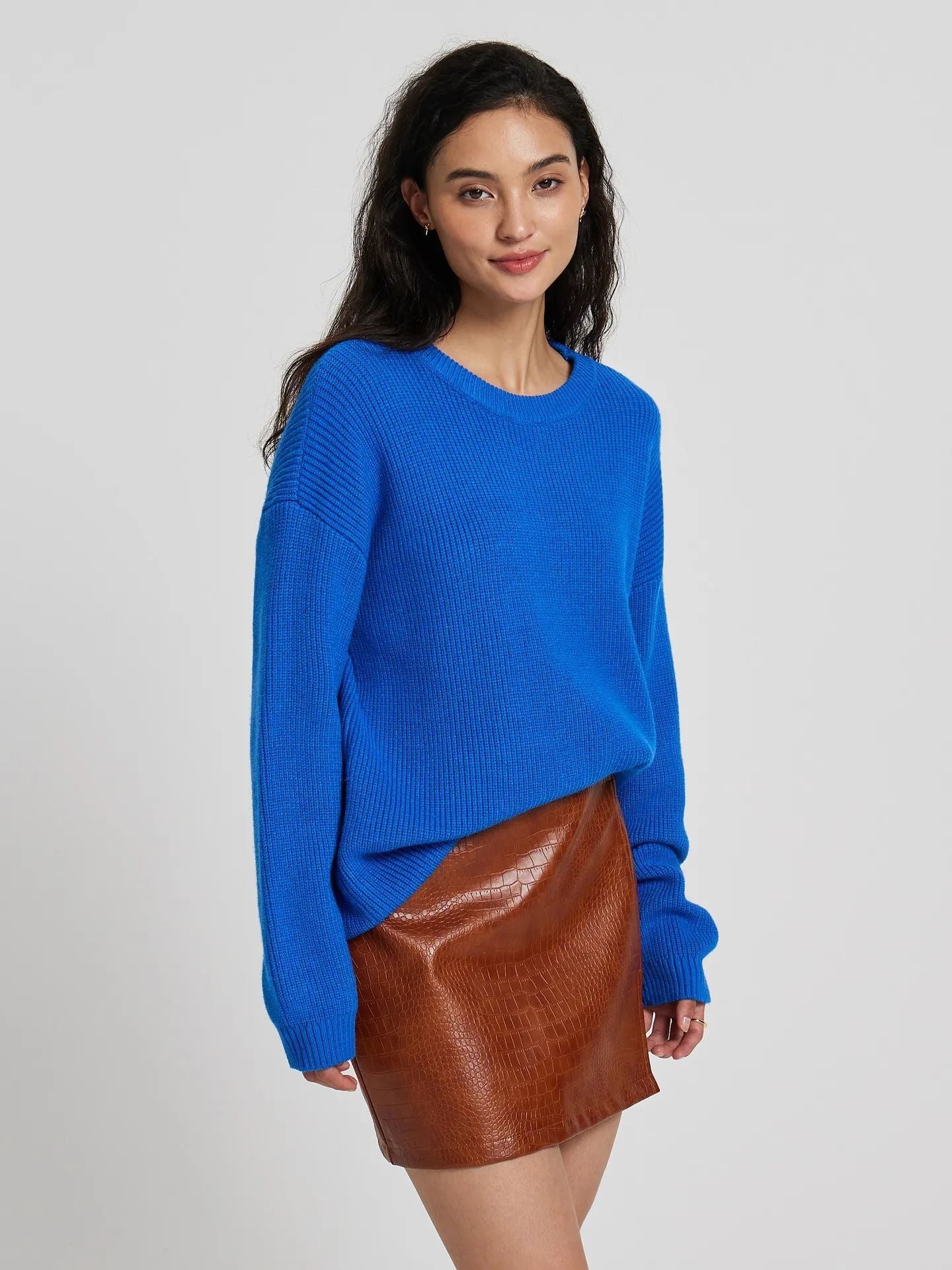 Damen Großer, weicher Strickpullover mit überschnittenen Schultern