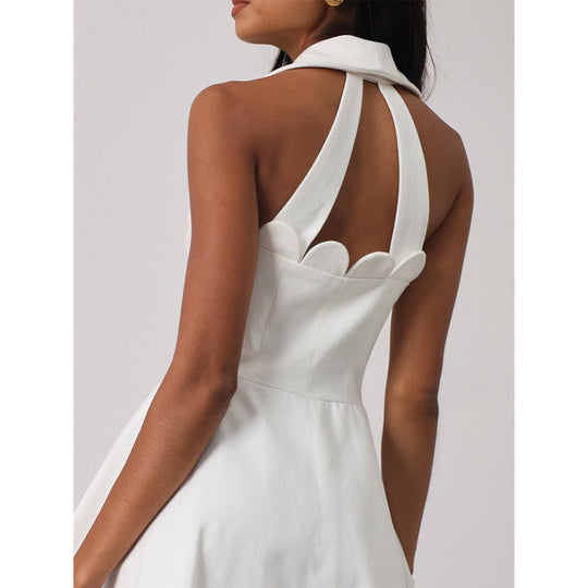 Damen Kleid mit schickem Kragen und Knopfdetails R&B