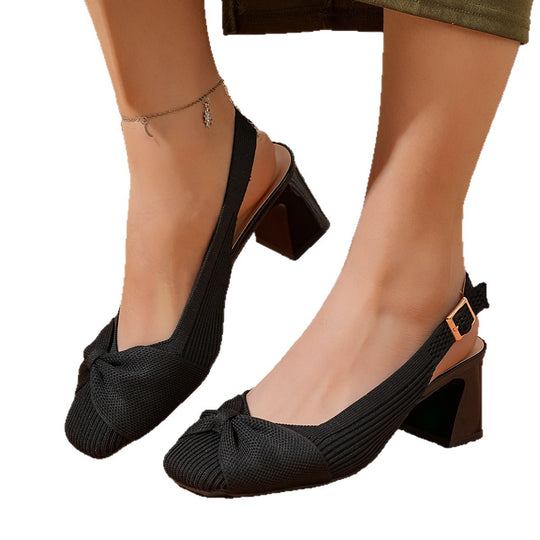 Damen Slingback-Pumps mit dekorativem Twist-Design und komfortablem Blockabsatz R&B