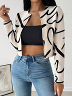 Damen elegante Kurzjacke mit einzigartigem grafischem Muster R&B