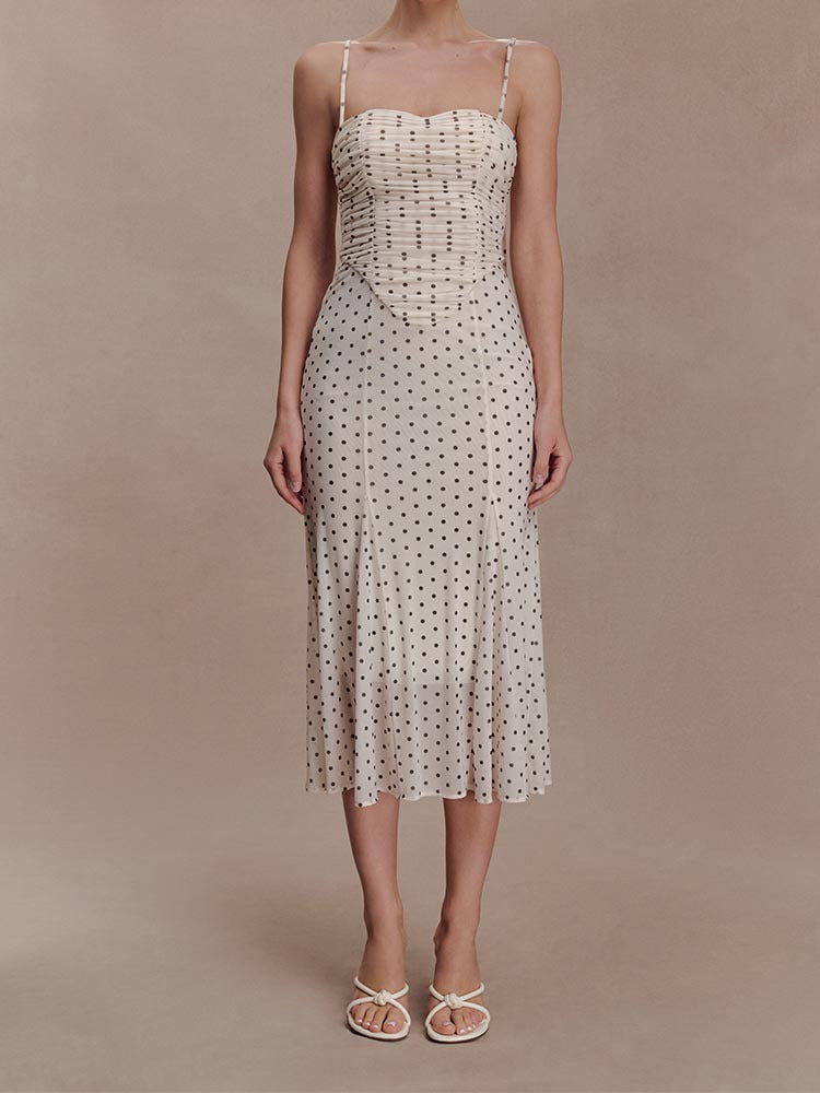 Damen Midi-Party-Kleid mit Rüschendetails und transparenter Stoffstruktur R&B