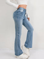Damen Schlagjeans mit hohem Bund und figurformendem Design R&B