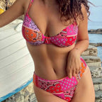 Damen Triangel-Bikini mit verstellbarem Unterteil und einzigartigem Muster R&B