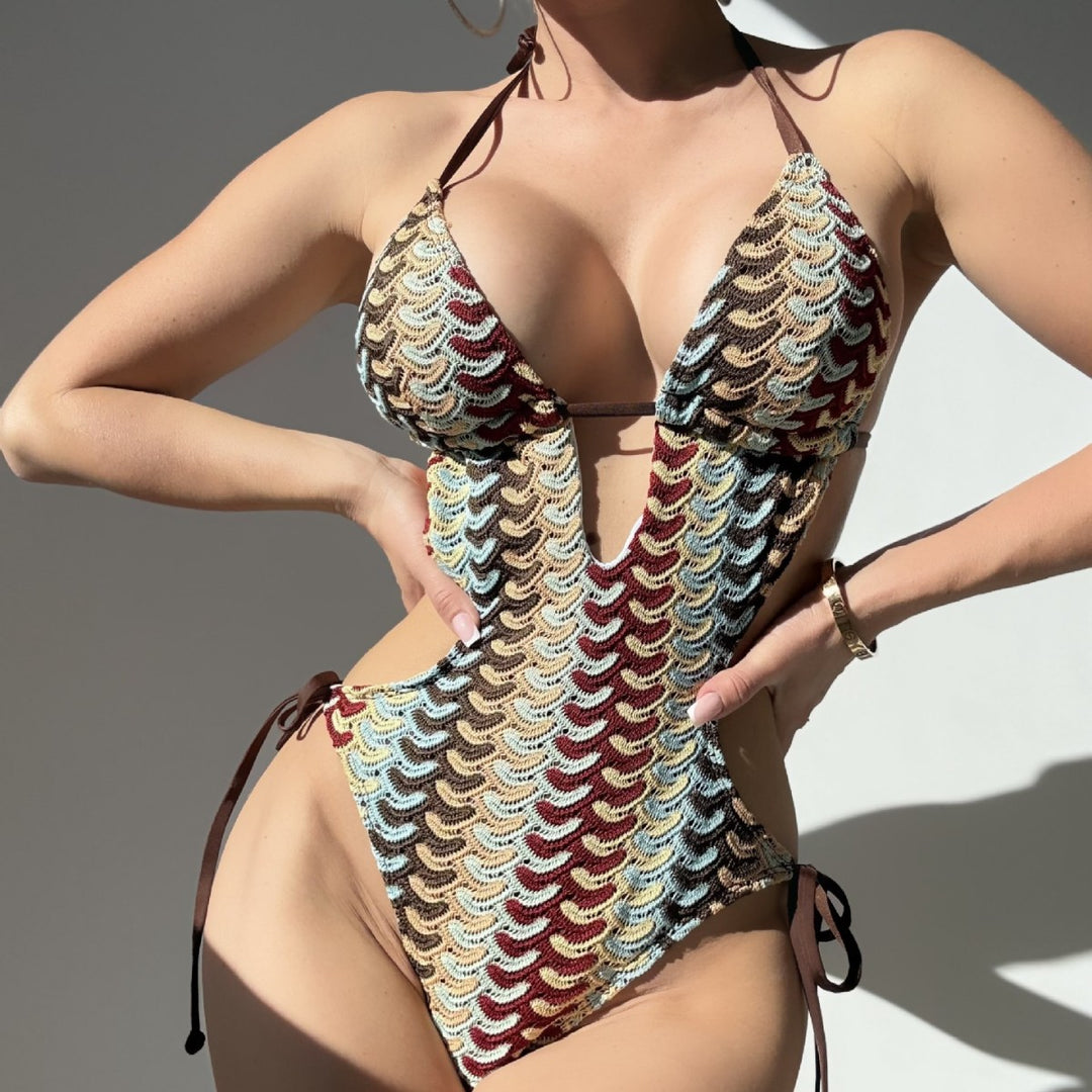 Damen Einteiler Badeanzug mit raffinierten Schnittdetails R&B