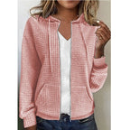 Damen bequeme Waffelmuster-Jacke mit praktischen Taschen R&B