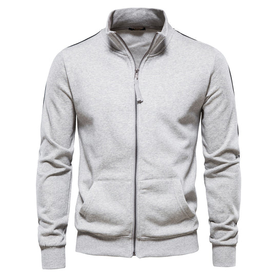 Herren Sweatjacke mit hohem Kragen und durchgehendem Reißverschluss R&B