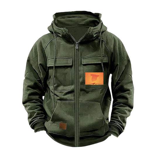 Herren multifunktionale Kapuzenjacke mit praktischen Taschen R&B