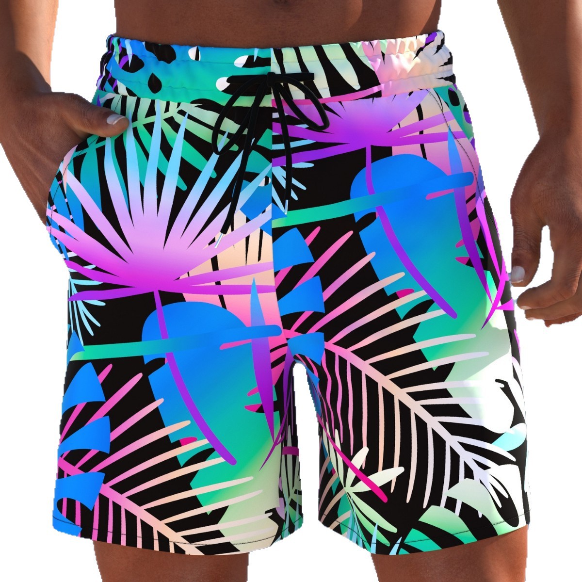 Herren Badeshorts mit animalischem Muster und elastischem Bund