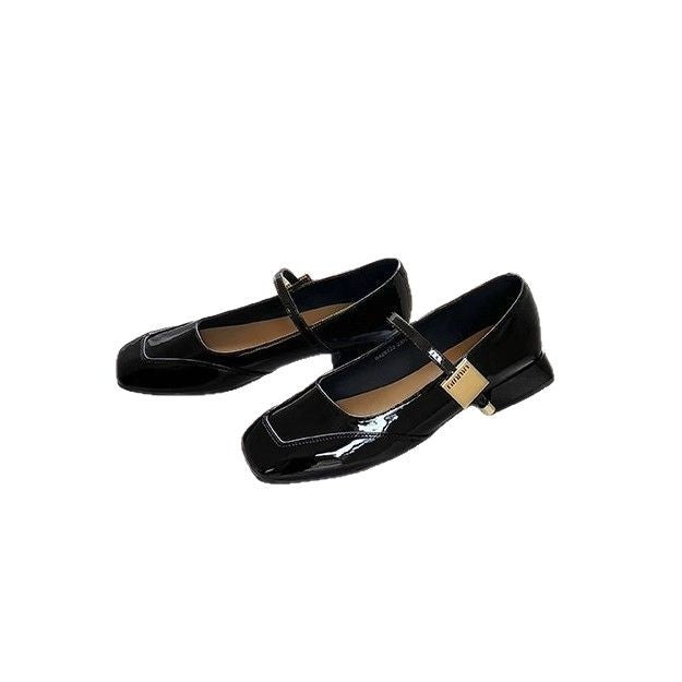Damen Ballerinas mit glänzender Oberfläche und dekorativem Riemen R&B