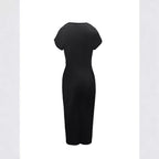 Damen Elegantes Midikleid mit seitlichem Schlitz und raffinierten Falten R&B