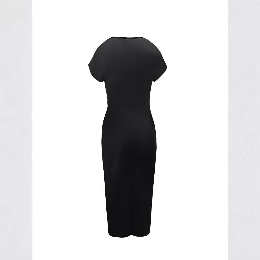 Damen Elegantes Midikleid mit seitlichem Schlitz und raffinierten Falten R&B