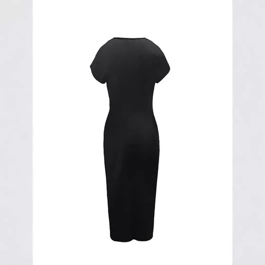 Damen Elegantes Midikleid mit seitlichem Schlitz und raffinierten Falten R&B