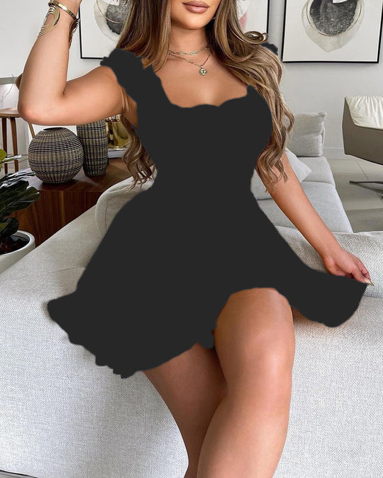 Damen Sommerkleid mit Rüschendetails und elastischem Bund R&B