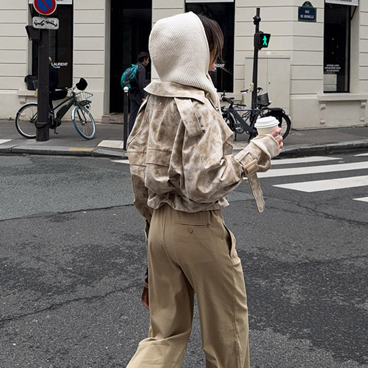 Damen modische Trenchcoat-Jacke mit Gürtel und Kapuze R&B
