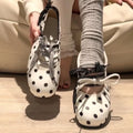 Damen Freizeit-Ballerinas mit modischem Punkte-Design und verstellbaren Schleifen R&B