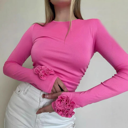 Damen Langarmshirt mit verspielten Rüschendetails R&B