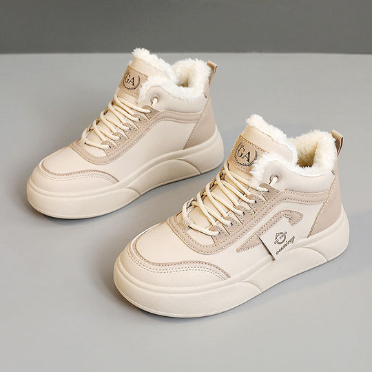 Damen modische Winter-Sneaker mit luxuriösem Kunstfell und rutschfester Sohle R&B