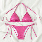 Damen Triangel-Bikini mit verstellbaren BindR&Bändern und glänzendem Obermaterial R&B