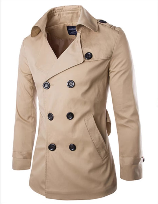 Herren eleganter Trenchcoat mit doppelter Knopfleiste und seitlichen Eingrifftaschen R&B