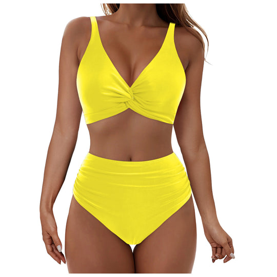 Damen Hochtailliertes Bikini-Set mit elegantem Wickeloberteil R&B