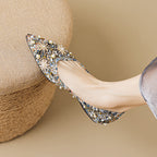 Damen Ballerinas mit funkelnden Perlenapplikationen und exquisiter Detailverarbeitung