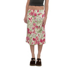 Damen eleganter Midirock mit floralen Motiven und schwingendem Schnitt R&B