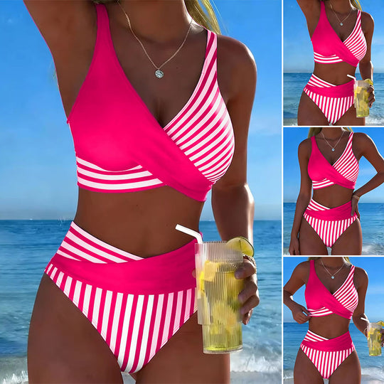 Damen Sportlicher Zweiteiliger Badeanzug mit asymmetrischem Design R&B