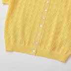 Damen Kurzarmpullover mit luftiger Lochstruktur und elegantem Kragen R&B