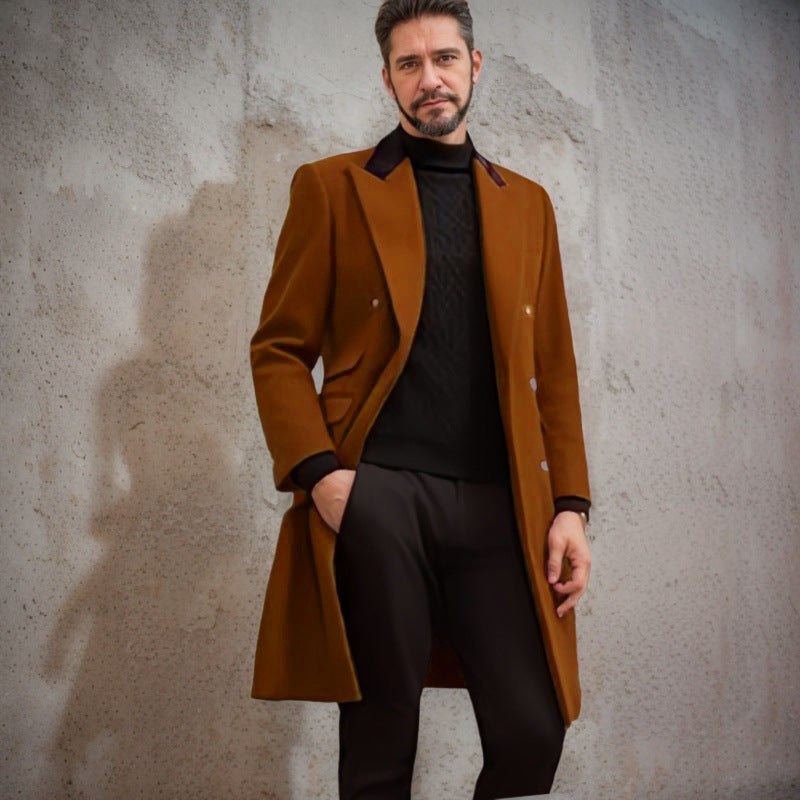 Herren eleganter Longblazer mit Doppelreihe R&B