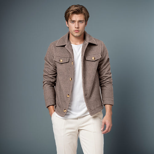 Herren Trendige Boucle-Jacke R&B