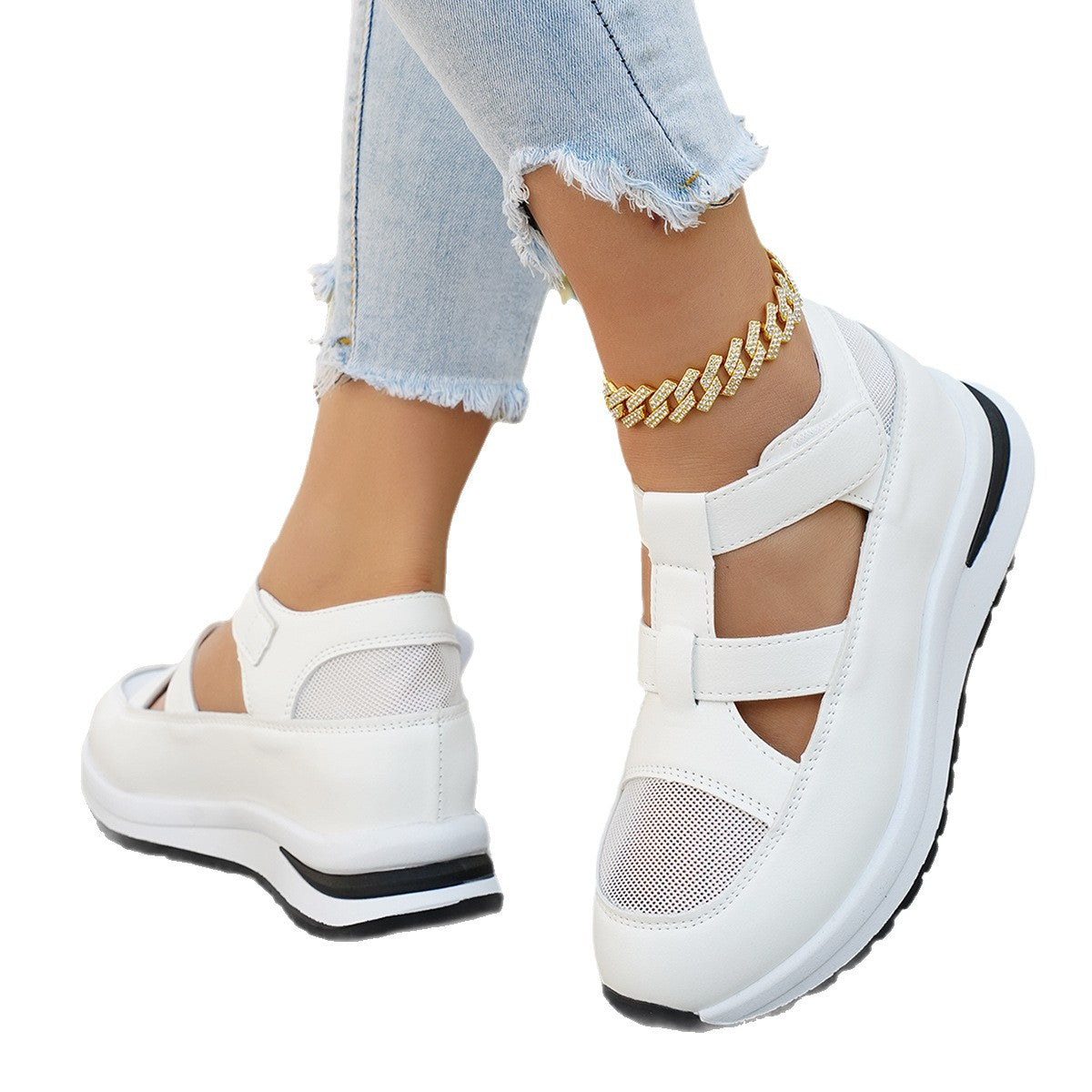 Damen Bequeme und atmungsaktive Sneakers mit Klettverschluss