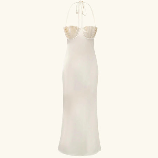 Damen Abendkleid mit tailliertem Oberteil und raffinierten Falten R&B