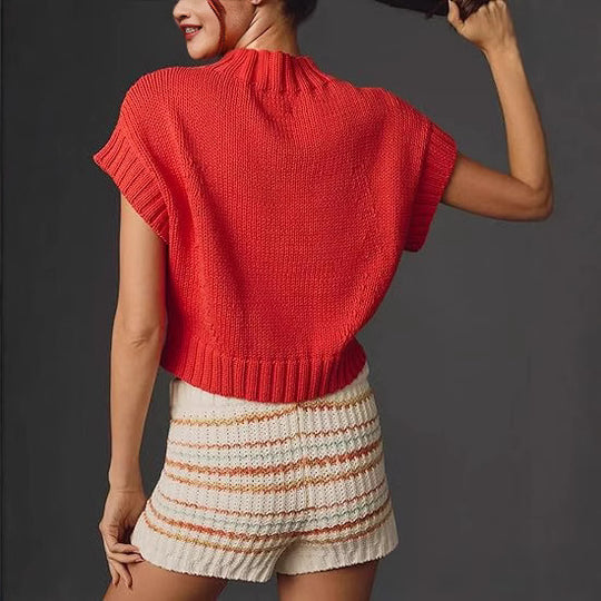 Damen Pullover mit Herzmotiv und kurzem Schnitt R&B