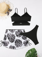 Damen Triangel-Bikini mit elegantem Wickelrock R&B