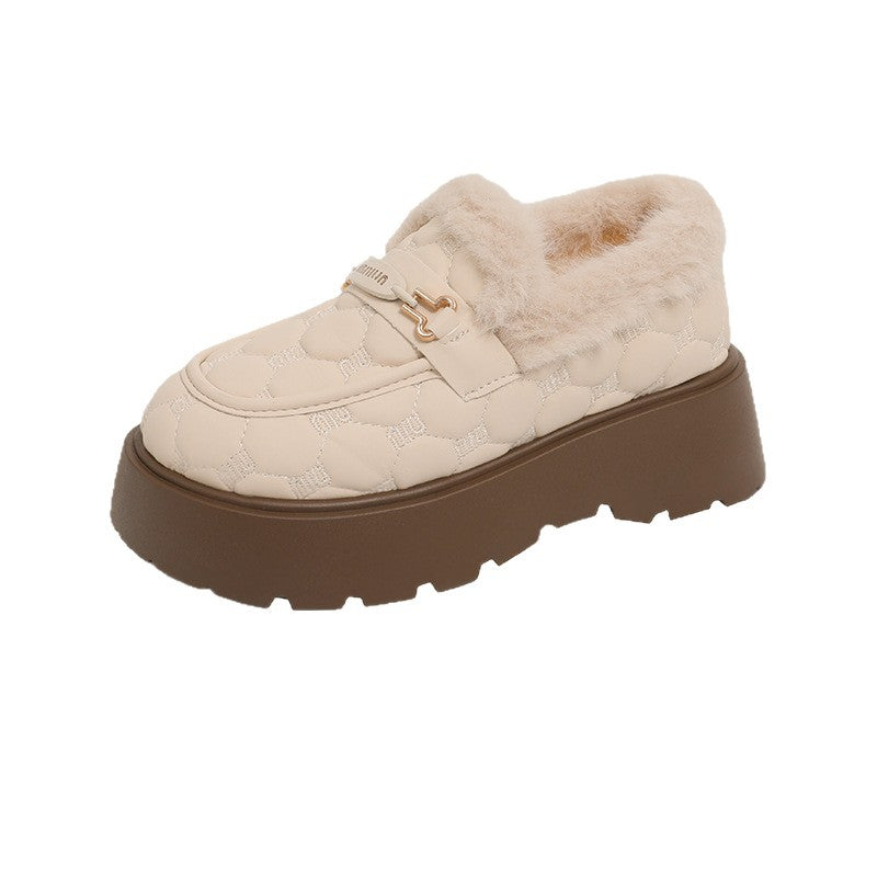 Damen Gemütliche Slipper mit warmem Futter und modischem Plateau-Heel R&B
