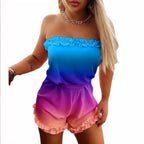 Damen Lässiger Jumpsuit mit Rüschen und Farbverlauf R&B