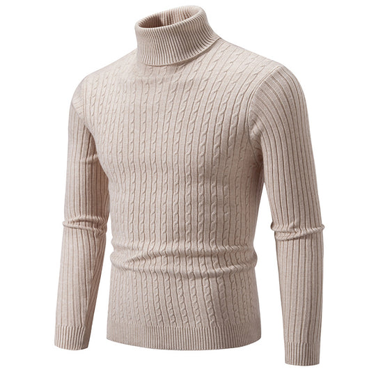 Herren Rollkragenpullover mit strukturiertem Zopfmuster R&B