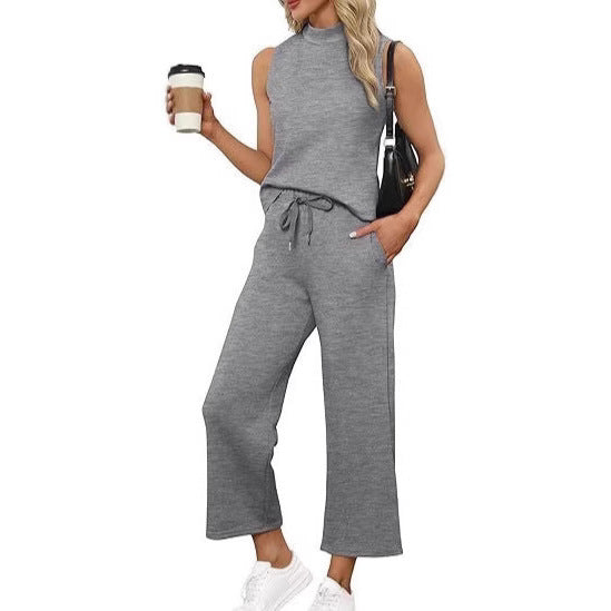 Damen Jumpsuit mit hochgeschlossenem Design und weitem Bein R&B